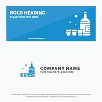 Drink Bottle Glass Ireland SOlid Icon Website Banner and Business Logo Template vector