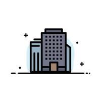 Office Building Job  Business Flat Line Filled Icon Vector Banner Template