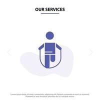 Our Services Activity Jump Jumping Rope Skipping Solid Glyph Icon Web card Template vector