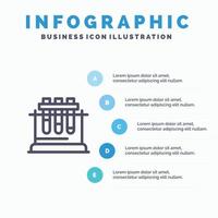 Lab Test Chemistry Science Blue Infographics Template 5 Steps Vector Line Icon template