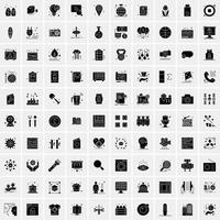 Set of 100 Business Solid Glyph icons vector