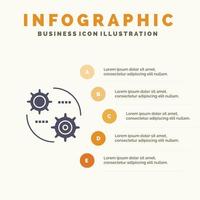 Control Setting Gear Setting Solid Icon Infographics 5 Steps Presentation Background vector