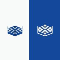 Boxing Ring Wrestling Line and Glyph Solid icon Blue banner Line and Glyph Solid icon Blue banner vector