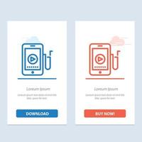 Music Mobile Cell Education  Blue and Red Download and Buy Now web Widget Card Template vector