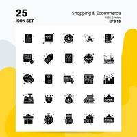 25 conjunto de iconos de comercio electrónico de compras 100 archivos editables eps 10 ideas de concepto de logotipo de empresa diseño de icono de glifo sólido vector