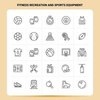 OutLine 25 Fitness Recreation And Sports Equipment Icon set Vector Line Style Design Black Icons Set Linear pictogram pack Web and Mobile Business ideas design Vector Illustration