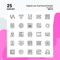 25 conjunto de iconos de estudio de derecho y sonido digital 100 archivos editables eps 10 concepto de logotipo de empresa ideas diseño de icono de línea vector