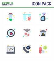 9 Flat Color coronavirus epidemic icon pack suck as bat covid cleaning bacteria virus viral coronavirus 2019nov disease Vector Design Elements