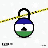 Lesotho Lock DOwn Lock Coronavirus pandemic awareness Template COVID19 Lock Down Design vector