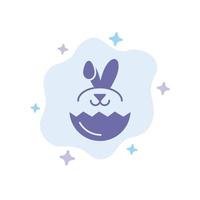 Egg Rabbit Easter Blue Icon on Abstract Cloud Background vector