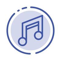 aplicación diseño básico móvil música azul línea punteada icono de línea vector