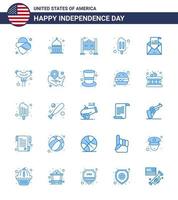 Stock Vector Icon Pack of American Day 25 Blue Signs and Symbols for invitation envelope household email popsicle Editable USA Day Vector Design Elements