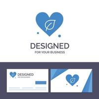 Creative Business Card and Logo template Heart Green World Save Vector Illustration
