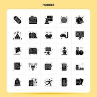 conjunto de iconos de 25 pasatiempos sólidos diseño de estilo de glifo vectorial conjunto de iconos negros diseño de ideas de negocios web y móviles ilustración vectorial vector