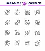 Simple Set of Covid19 Protection Blue 25 icon pack icon included injured brake car bone medicine viral coronavirus 2019nov disease Vector Design Elements