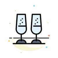 Celebration Champagne Glasses Cheers Toasting Abstract Flat Color Icon Template vector
