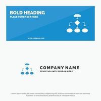 algoritmo de diagrama de flujo estructura de esquema de arquitectura de datos comerciales flujo de trabajo icono sólido banner de sitio web y plantilla de logotipo de empresa vector