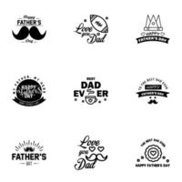 Happy fathers day greeting cards set 9 Black Vector typography lettering Usable for banners print You are the best dad text design Editable Vector Design Elements