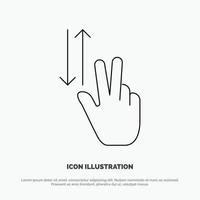 Finger Gestures Two Up Down Line Icon Vector