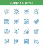 CORONAVIRUS 16 Blue Icon set on the theme of Corona epidemic contains icons such as medicine medical corona healthcare love viral coronavirus 2019nov disease Vector Design Elements