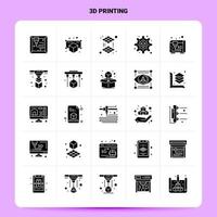 Solid 25 3d Printing Icon set Vector Glyph Style Design Black Icons Set Web and Mobile Business ideas design Vector Illustration