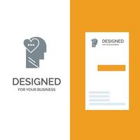 Feelings Love Mind Head Grey Logo Design and Business Card Template vector