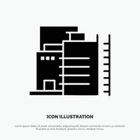 edificio construcción fábrica industria sólido glifo icono vector