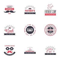 Happy fathers day 9 Black and Pink vintage retro type font Illustrator eps10 Editable Vector Design Elements