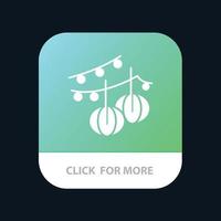 bolas de decoración linterna colgante botón de aplicación móvil versión de glifo de android e ios vector
