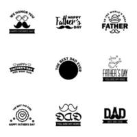 Set of Happy Fathers day elements 9 Black Vector illustration Editable Vector Design Elements