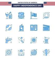 16 Creative USA Icons Modern Independence Signs and 4th July Symbols of baseball nutrition security food usa Editable USA Day Vector Design Elements