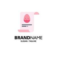 File Data Easter Egg Business Logo Template Flat Color vector