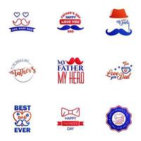 Happy Fathers Day vector hand lettering 9 Blue and red Calligraphy illustration for greeting card festival poster etc Editable Vector Design Elements