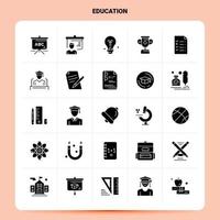 conjunto de iconos de educación sólido 25 diseño de estilo de glifo vectorial conjunto de iconos negros diseño de ideas de negocios web y móvil ilustración vectorial vector