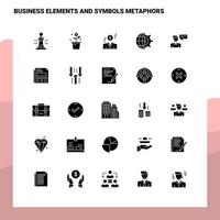 25 business elements and symbols metaphors Icon set Solid Glyph Icon Vector Illustration Template For Web and Mobile Ideas for business company