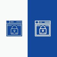 Login Secure Web Layout Password Lock Line and Glyph Solid icon Blue banner Line and Glyph Solid icon Blue banner vector