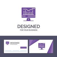 Creative Business Card and Logo template Computer Static Graph Monitor Vector Illustration