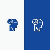Graph Head Mind Thinking Line and Glyph Solid icon Blue banner Line and Glyph Solid icon Blue banner vector