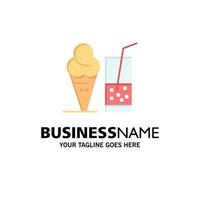 Drink Ice Cream Summer Juice Business Logo Template Flat Color vector