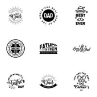 Set of Happy Fathers day elements 9 Black Vector illustration Editable Vector Design Elements