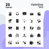 25 conjunto de iconos de san valentín 100 archivos editables eps 10 ideas de concepto de logotipo de empresa diseño de icono de glifo sólido vector