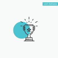 Trophy Achievement Award Business Prize Win Winner turquoise highlight circle point Vector icon