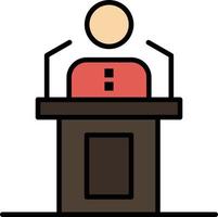 Speaker Person Presentation Professional Public Seminar Speech  Flat Color Icon Vector icon banner Template