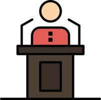 Speaker Person Presentation Professional Public Seminar Speech  Flat Color Icon Vector icon banner Template