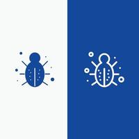 Bug Internet Network Protection Security Line and Glyph Solid icon Blue banner Line and Glyph Solid icon Blue banner vector