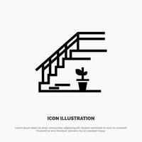 Stairs Upstairs Floor Stage Home solid Glyph Icon vector