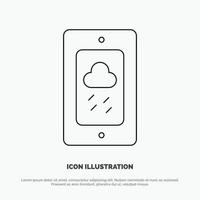 Mobile Chalk Weather Rainy Line Icon Vector