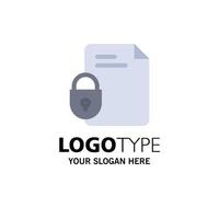 File Document Lock Security Internet Business Logo Template Flat Color vector