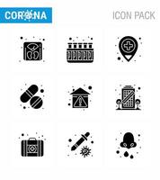 25 conjunto de iconos de emergencia de coronavirus diseño azul, como prevenir la píldora de atención hospitalaria en el hogar coronavirus viral 2019nov elementos de diseño de vectores de enfermedades