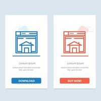 Home Sell Web Layout Page Website  Blue and Red Download and Buy Now web Widget Card Template vector